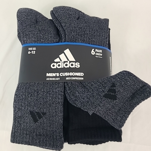 adidas Other - Adidas Men's Cushioned Crew Socks Arch Compression Secure Fit 6-Pair Sz 6-12